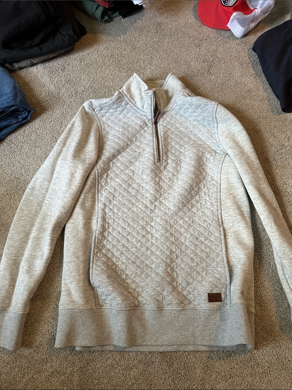 L.L. Bean Women's Quilted Half-Zip Pullover - Light Oatmeal